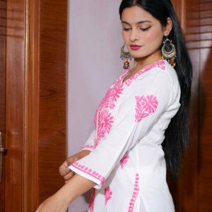 Pure Cotton Long kurti with plazo set -Bhakiya Work