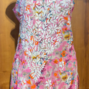 Mul printed Noodle Strap Kurti Plazzo set